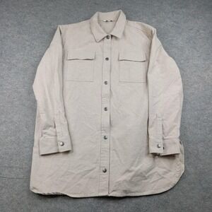 LL Bean Shirt Mens XL Beige Signature Flannel Snap Front Long Sleeve Casual